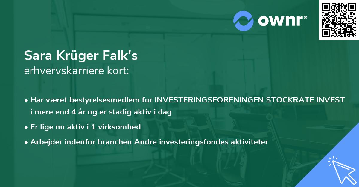Sara Krüger Falk's erhvervskarriere kort