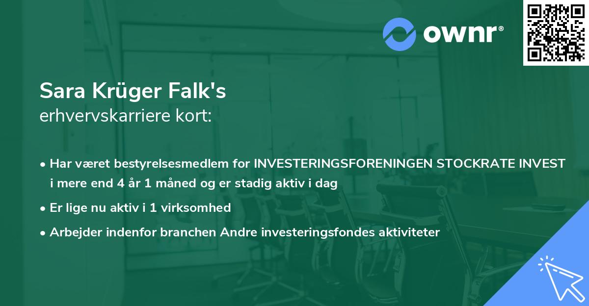 Sara Krüger Falk's erhvervskarriere kort