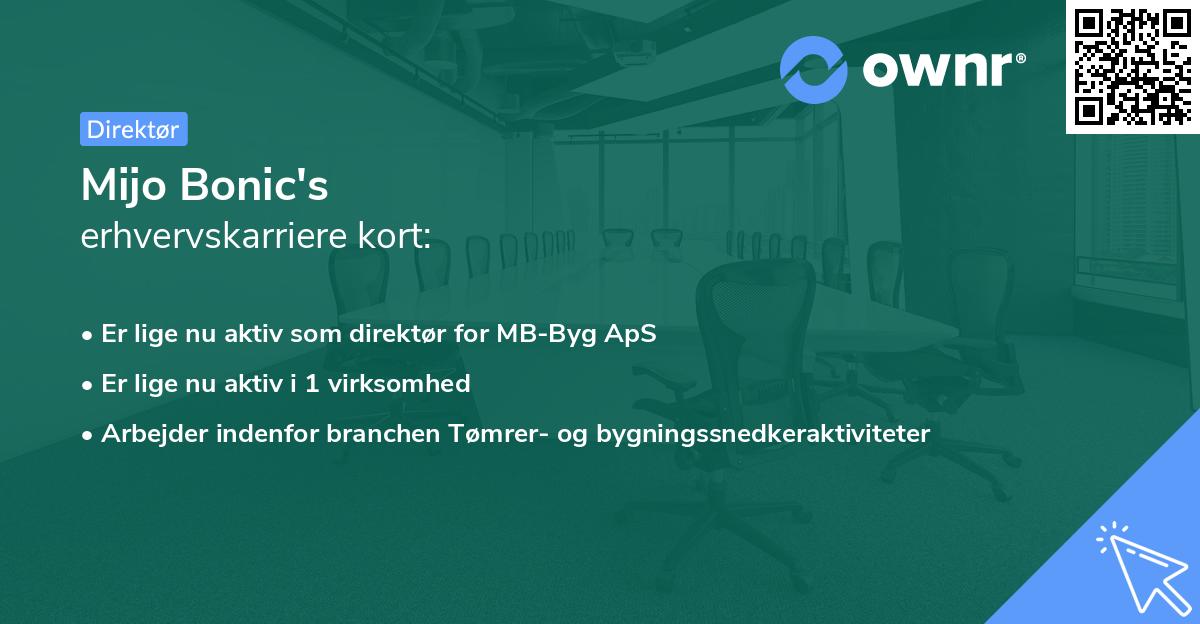 Mijo Bonic's erhvervskarriere kort