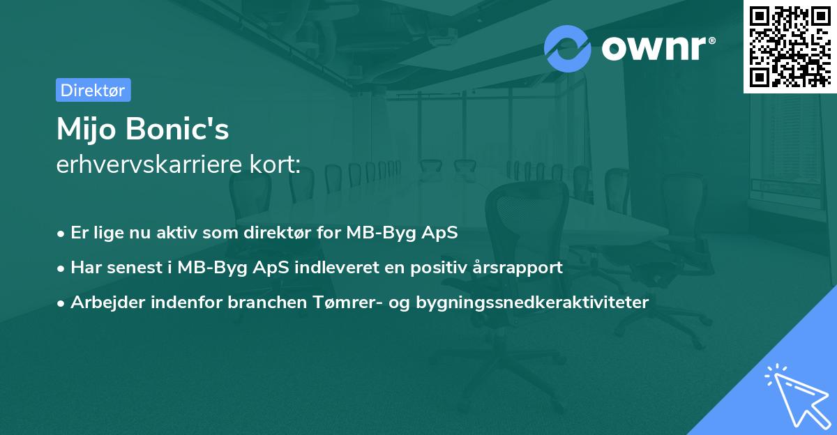 Mijo Bonic's erhvervskarriere kort