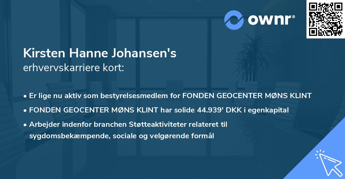 Kirsten Hanne Johansen's erhvervskarriere kort