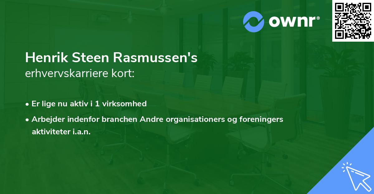 Henrik Steen Rasmussen's erhvervskarriere kort