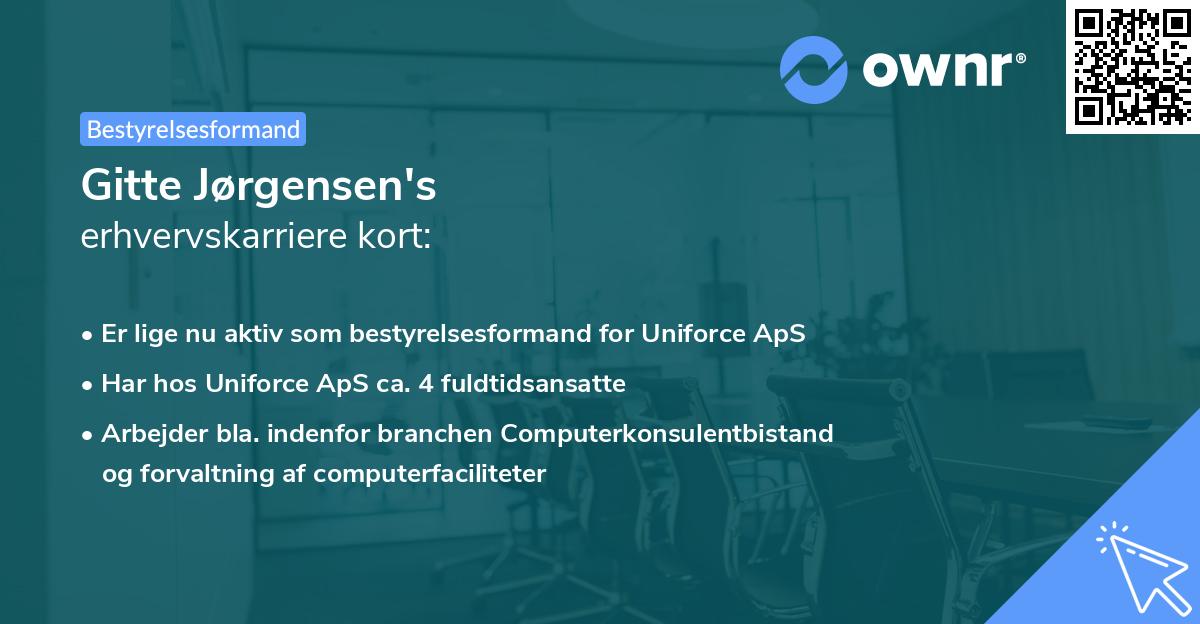 Gitte Jørgensen's erhvervskarriere kort