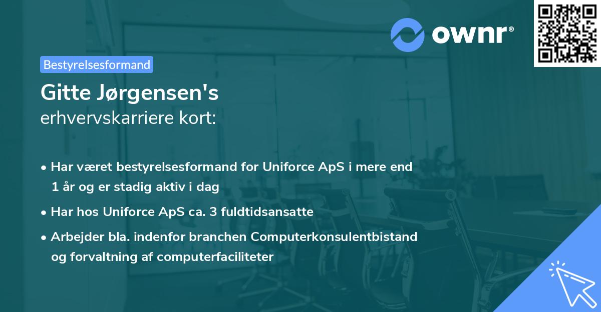 Gitte Jørgensen's erhvervskarriere kort