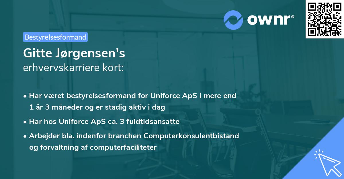 Gitte Jørgensen's erhvervskarriere kort