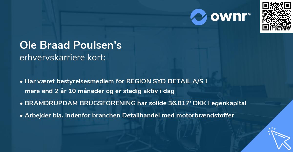 Ole Braad Poulsen's erhvervskarriere kort