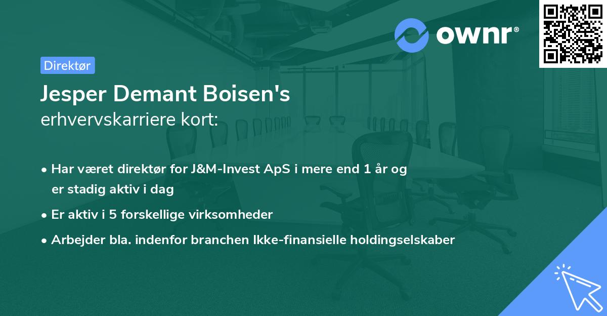 Jesper Demant Boisen's erhvervskarriere kort