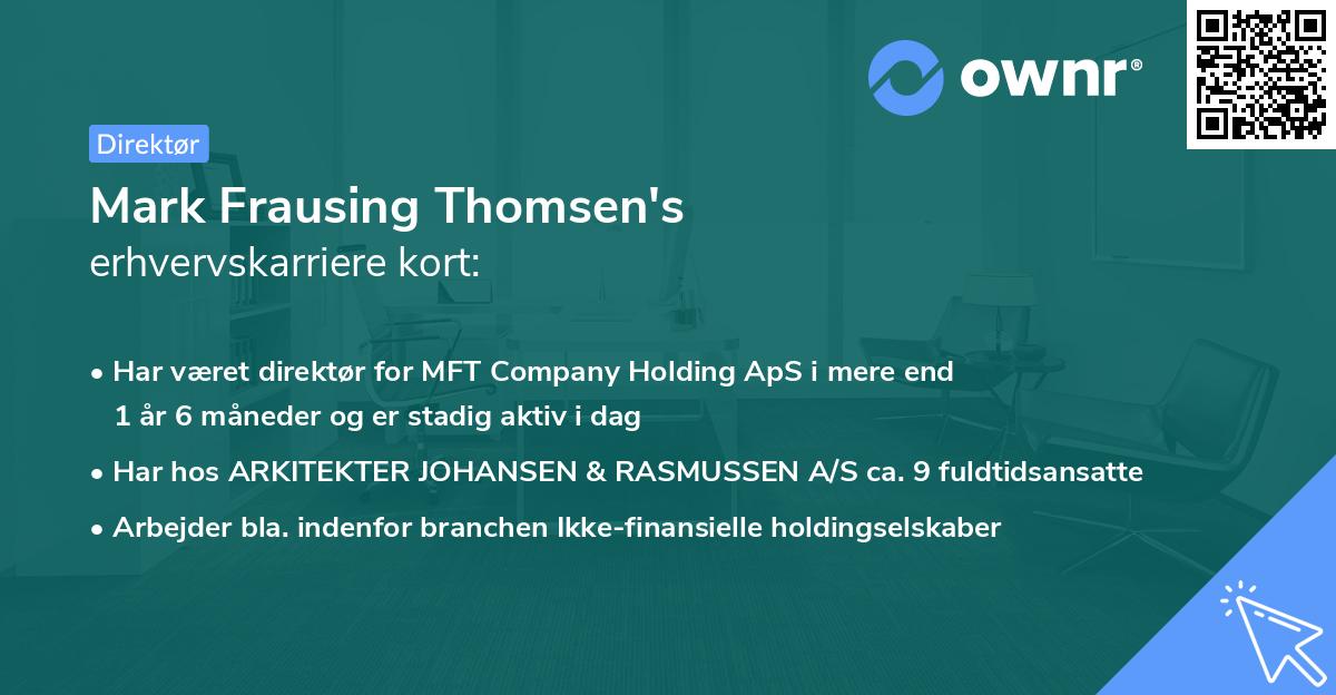 Mark Frausing Thomsen's erhvervskarriere kort