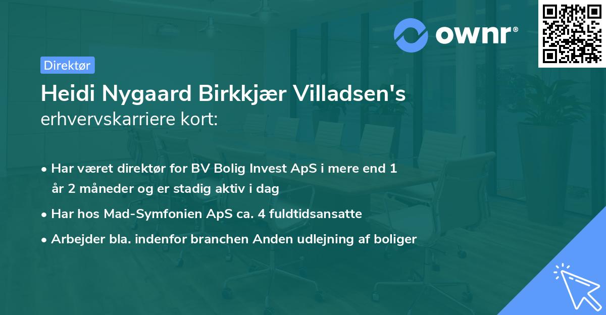 Heidi Nygaard Birkkjær Villadsen's erhvervskarriere kort