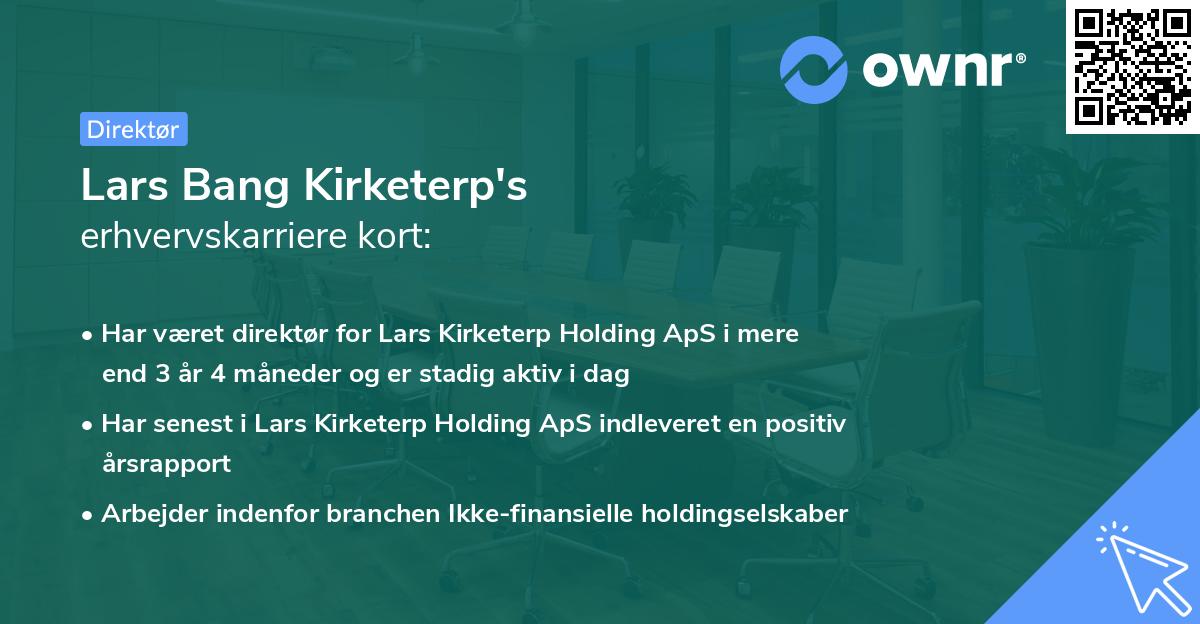 Lars Bang Kirketerp's erhvervskarriere kort
