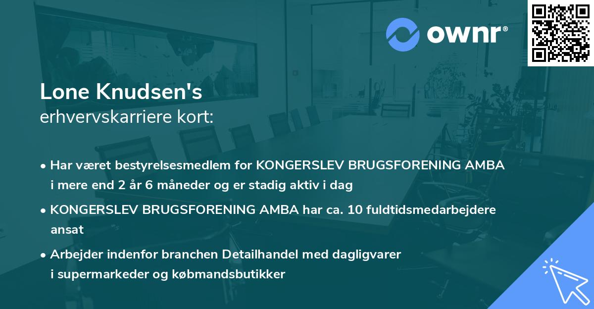 Lone Knudsen's erhvervskarriere kort