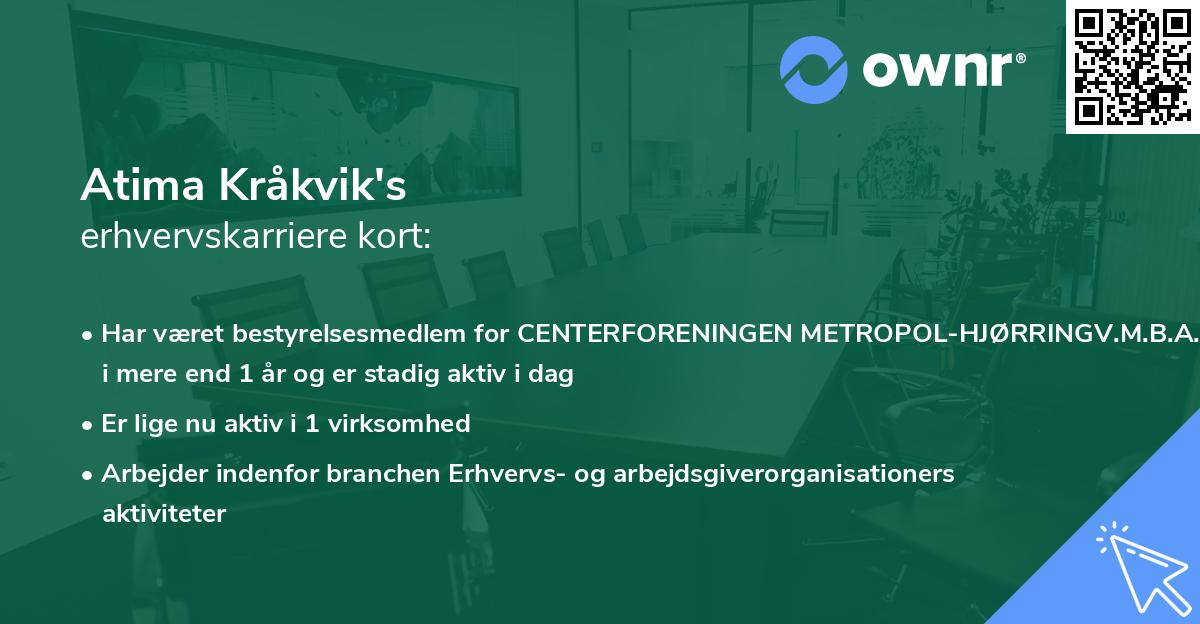 Atima Kråkvik's erhvervskarriere kort