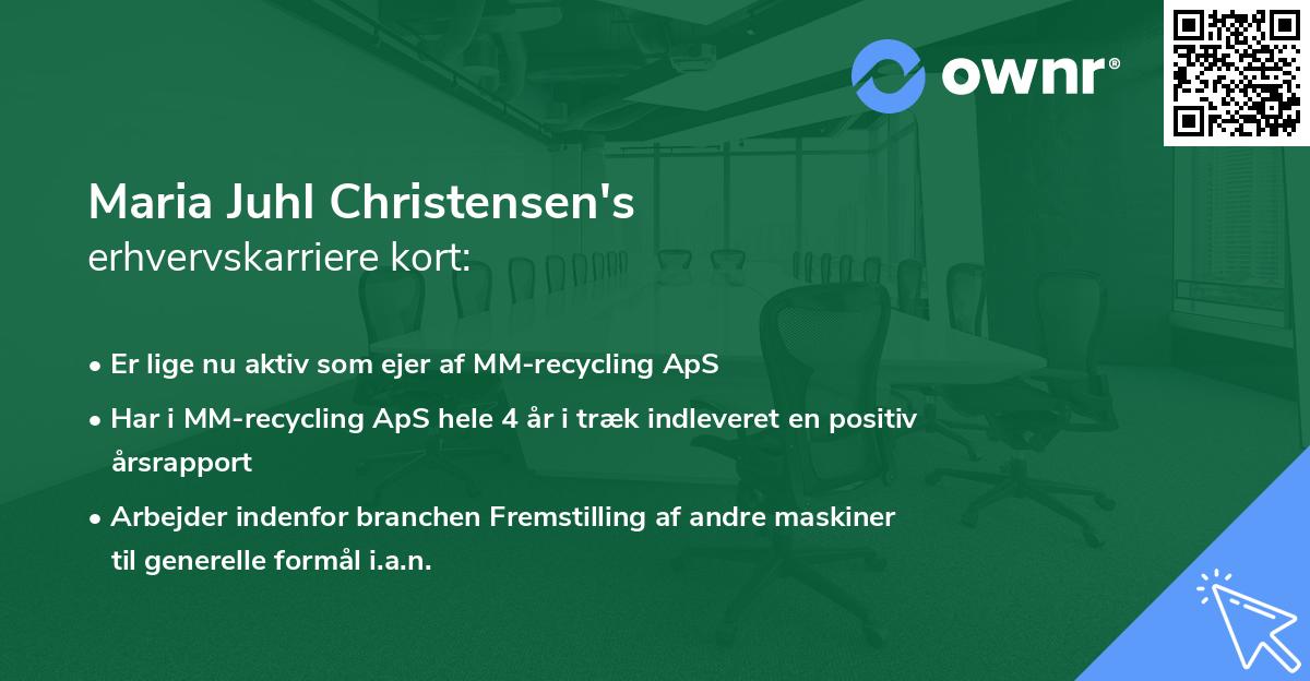 Maria Juhl Christensen's erhvervskarriere kort