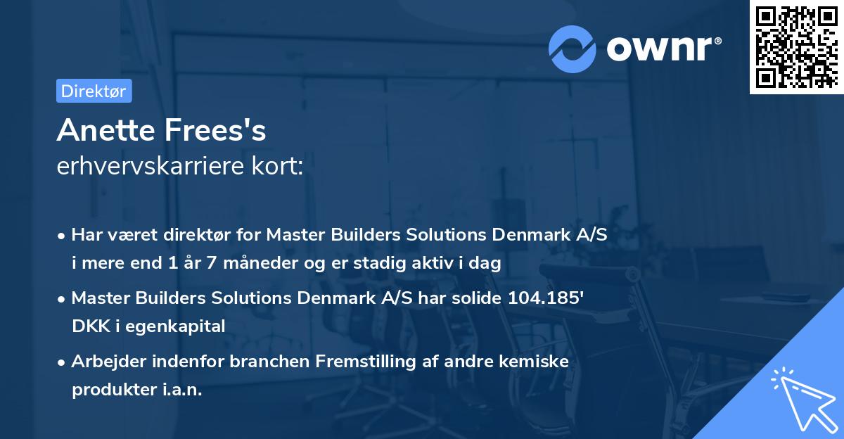 Anette Frees's erhvervskarriere kort