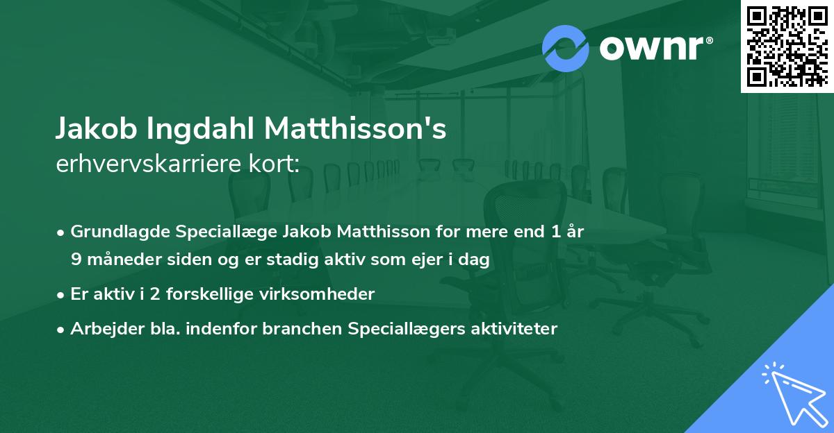 Jakob Ingdahl Matthisson's erhvervskarriere kort