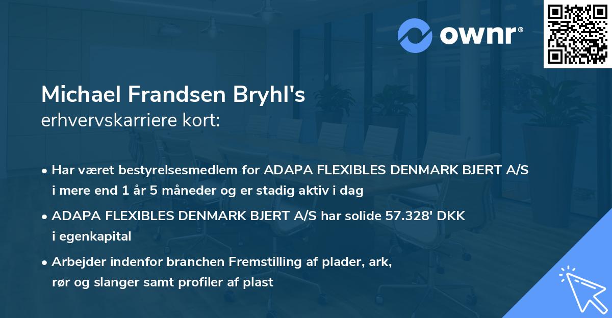 Michael Frandsen Bryhl's erhvervskarriere kort