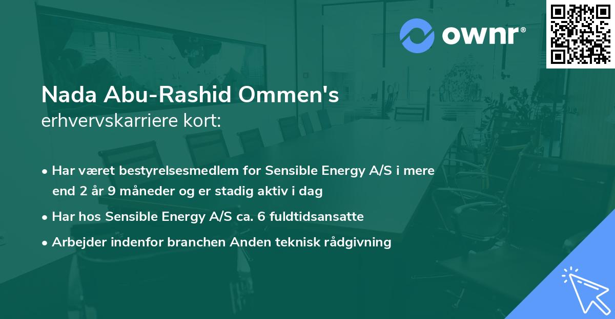 Nada Abu-Rashid Ommen's erhvervskarriere kort