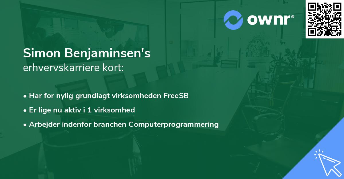 Simon Benjaminsen's erhvervskarriere kort
