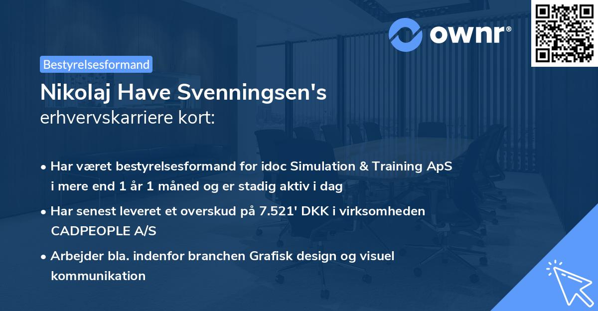 Nikolaj Have Svenningsen's erhvervskarriere kort