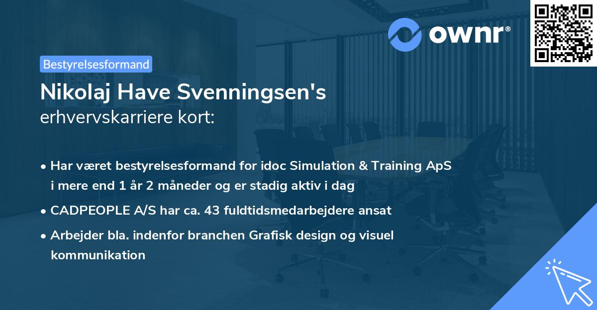 Nikolaj Have Svenningsen's erhvervskarriere kort