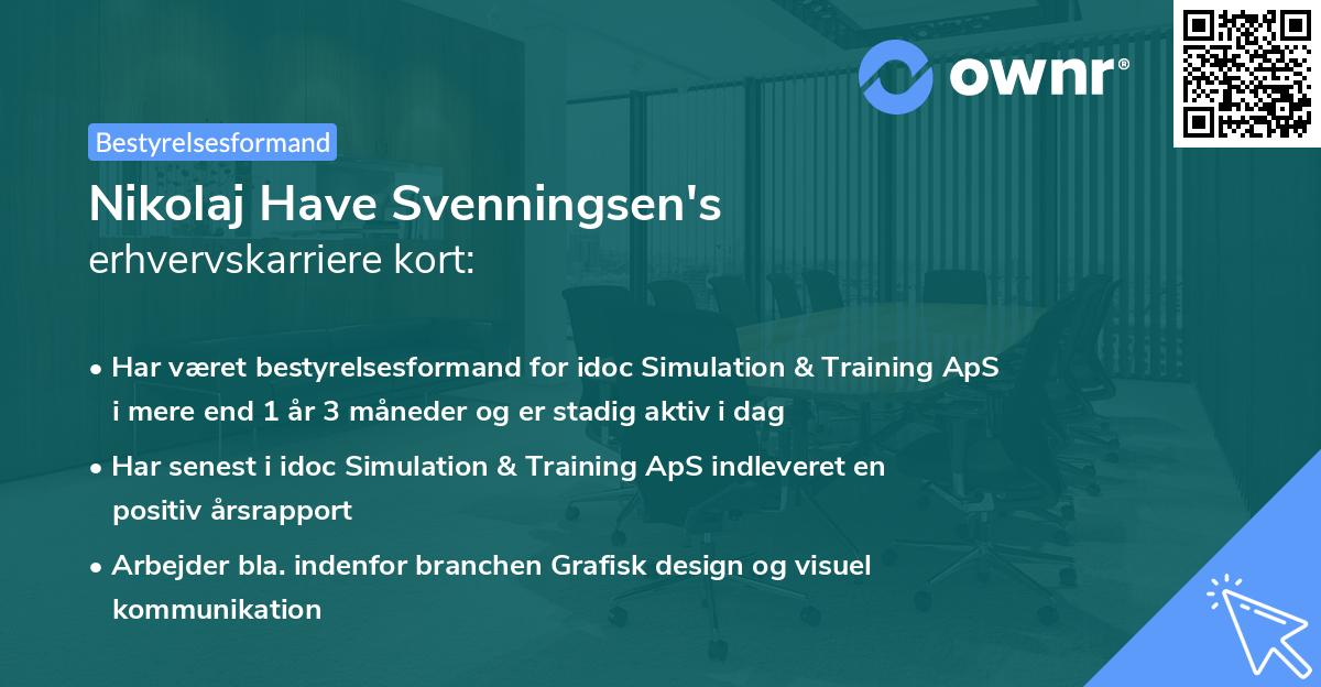 Nikolaj Have Svenningsen's erhvervskarriere kort