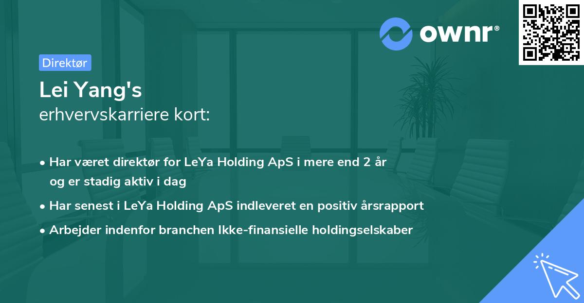 Lei Yang's erhvervskarriere kort