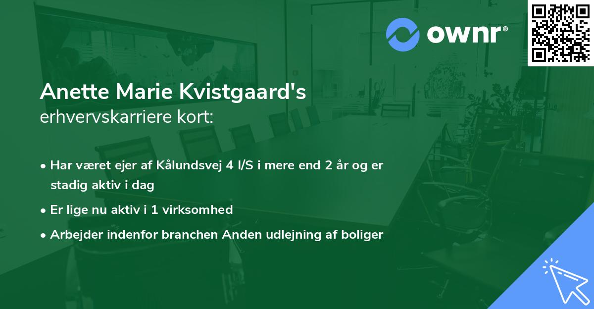 Anette Marie Kvistgaard's erhvervskarriere kort