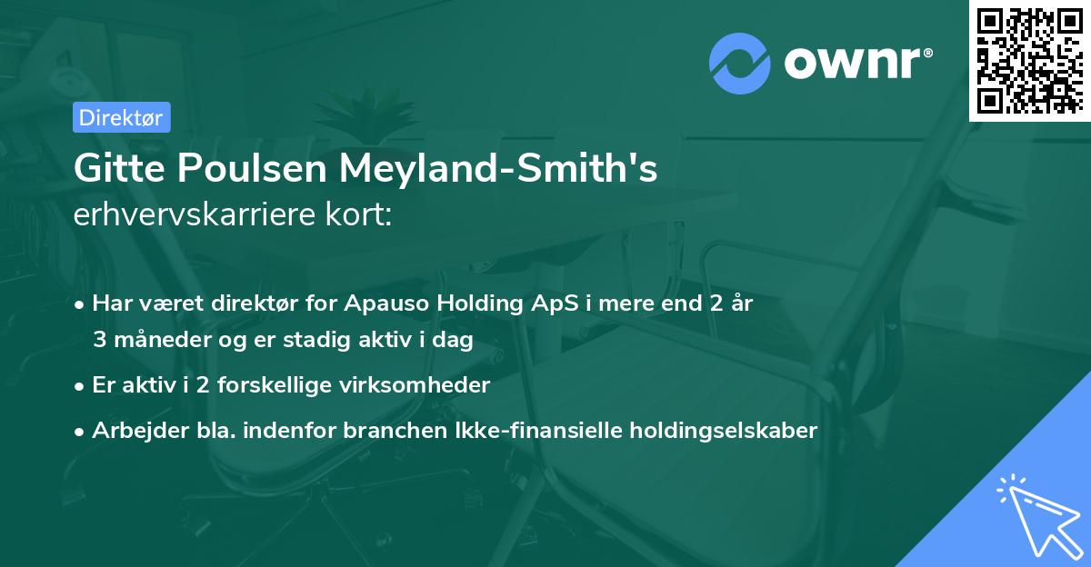 Gitte Poulsen Meyland-Smith's erhvervskarriere kort
