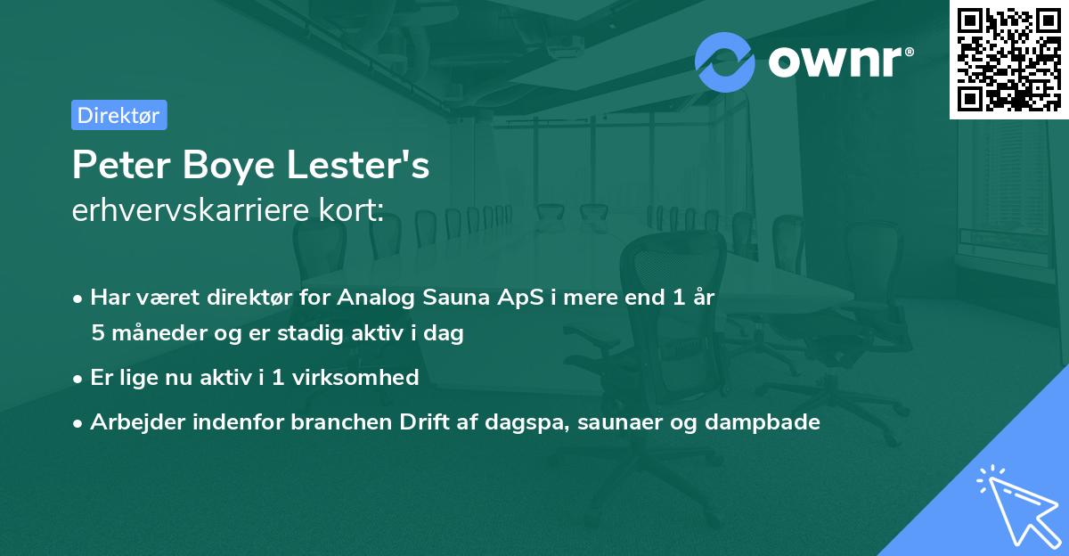 Peter Boye Lester's erhvervskarriere kort
