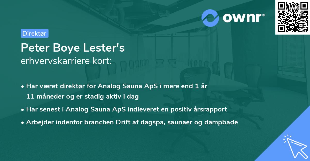 Peter Boye Lester's erhvervskarriere kort