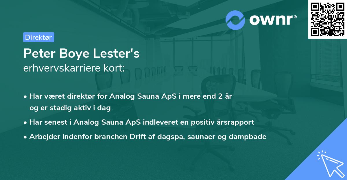 Peter Boye Lester's erhvervskarriere kort