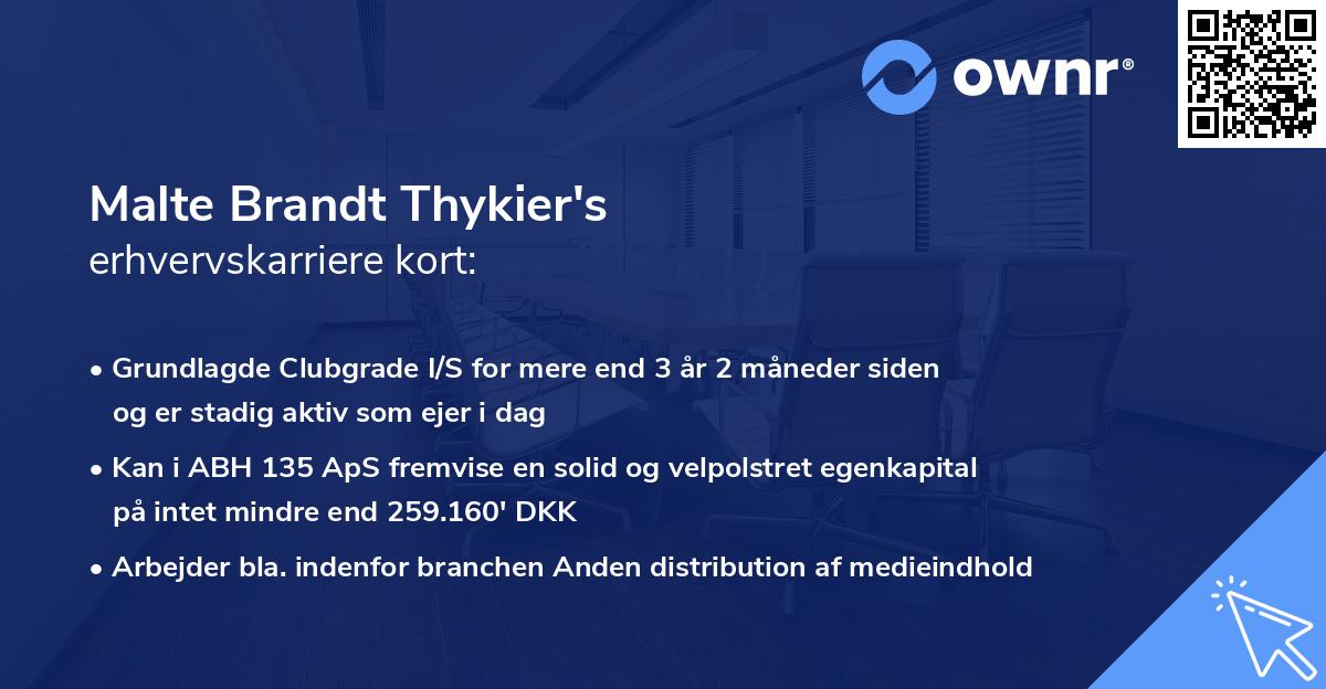 Malte Brandt Thykier's erhvervskarriere kort