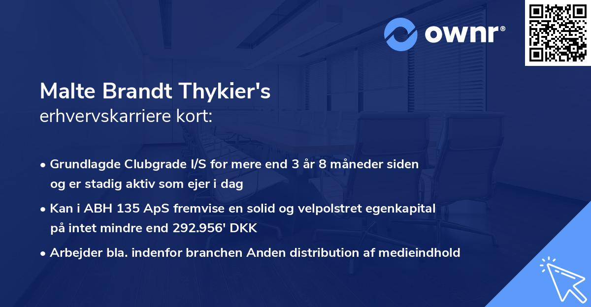 Malte Brandt Thykier's erhvervskarriere kort