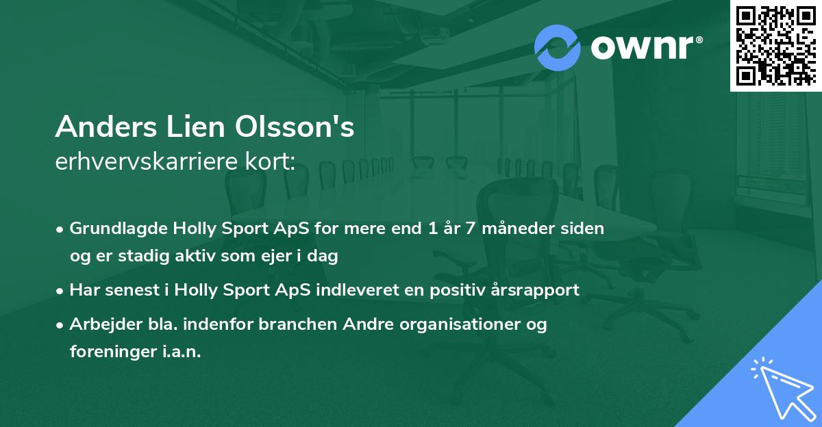 Anders Lien Olsson's erhvervskarriere kort