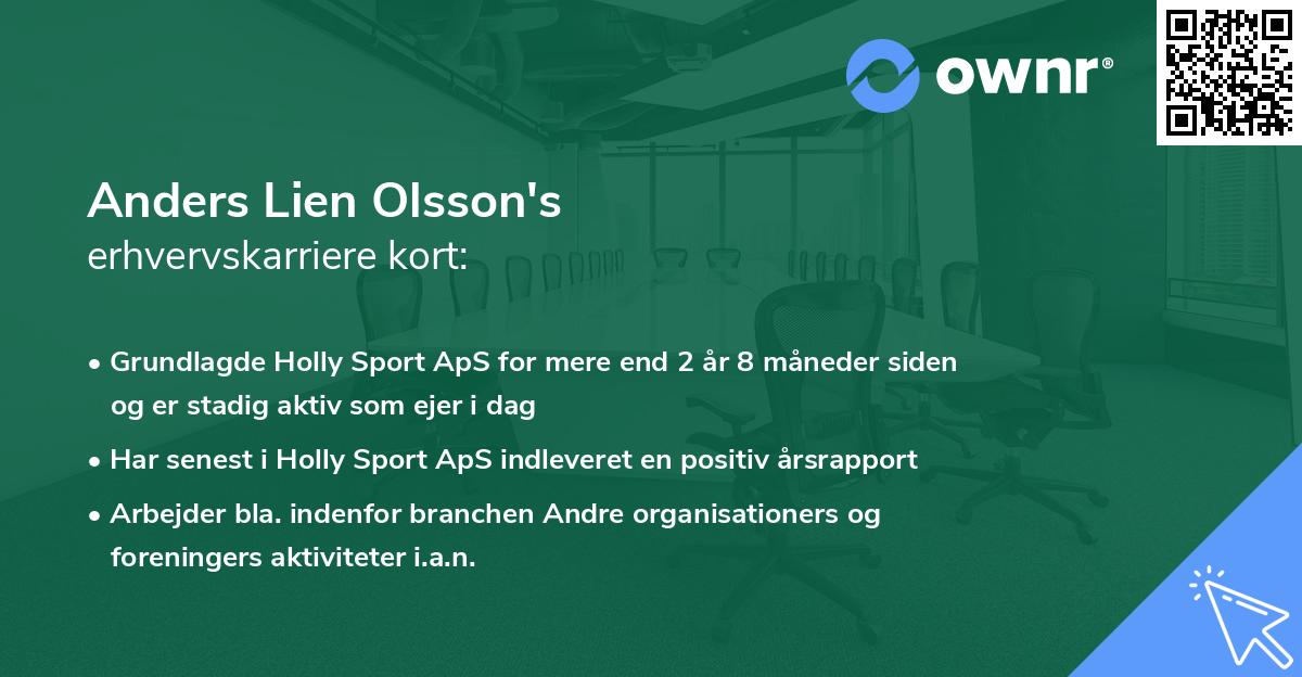 Anders Lien Olsson's erhvervskarriere kort