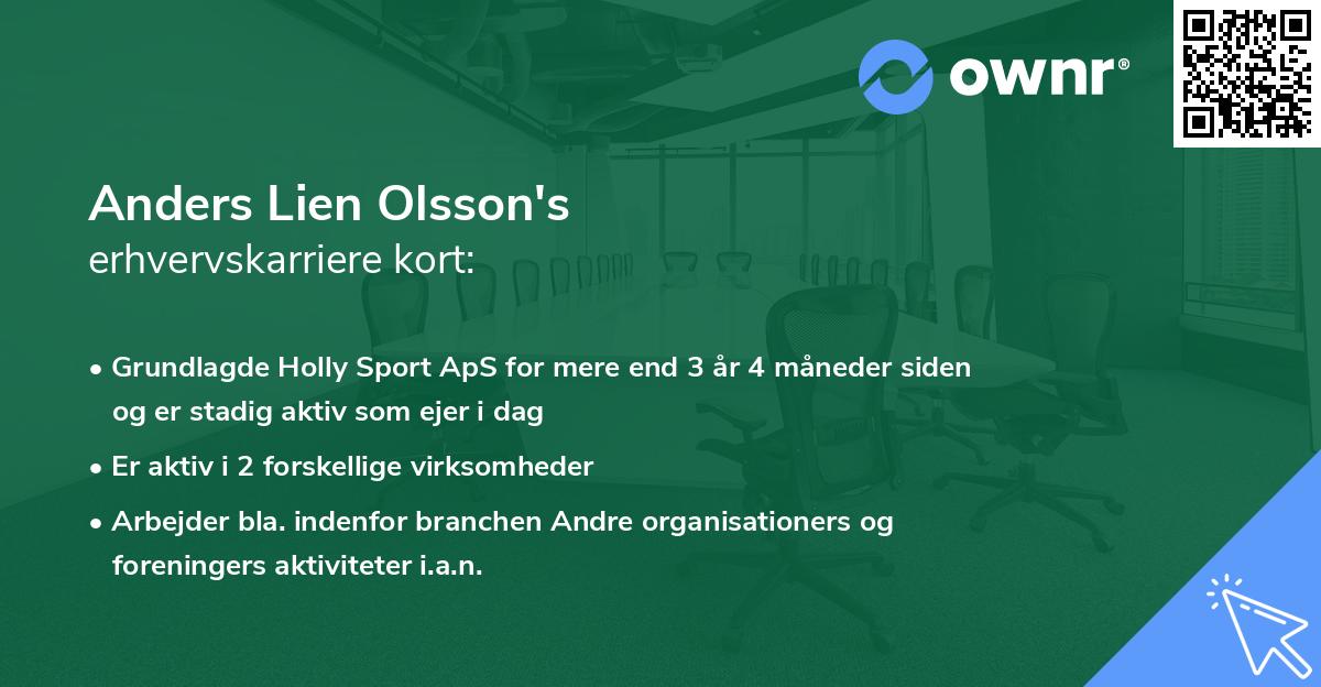 Anders Lien Olsson's erhvervskarriere kort