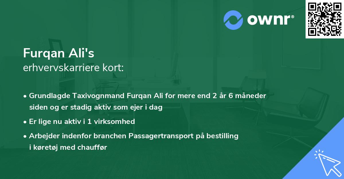 Furqan Ali's erhvervskarriere kort