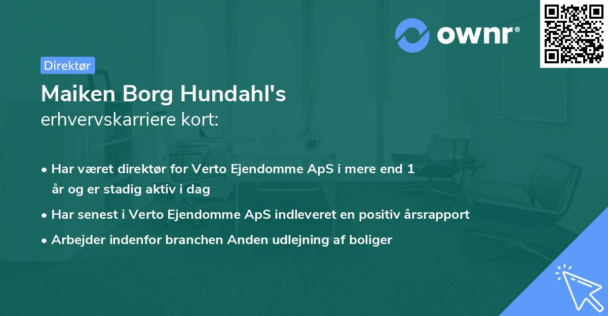 Maiken Borg Hundahl's erhvervskarriere kort