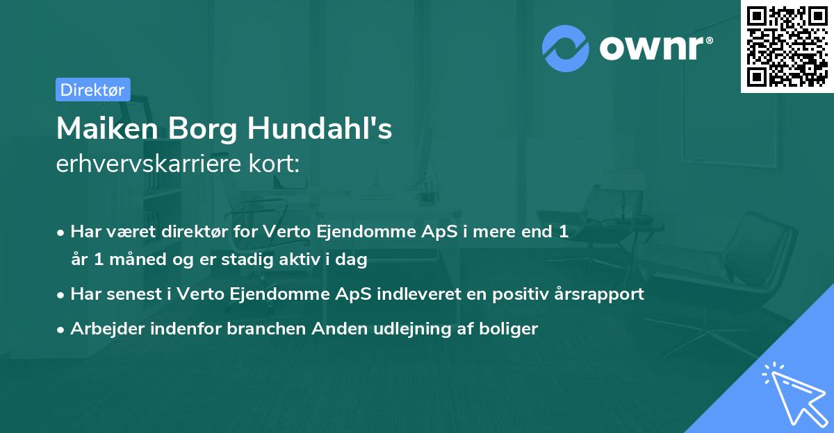Maiken Borg Hundahl's erhvervskarriere kort