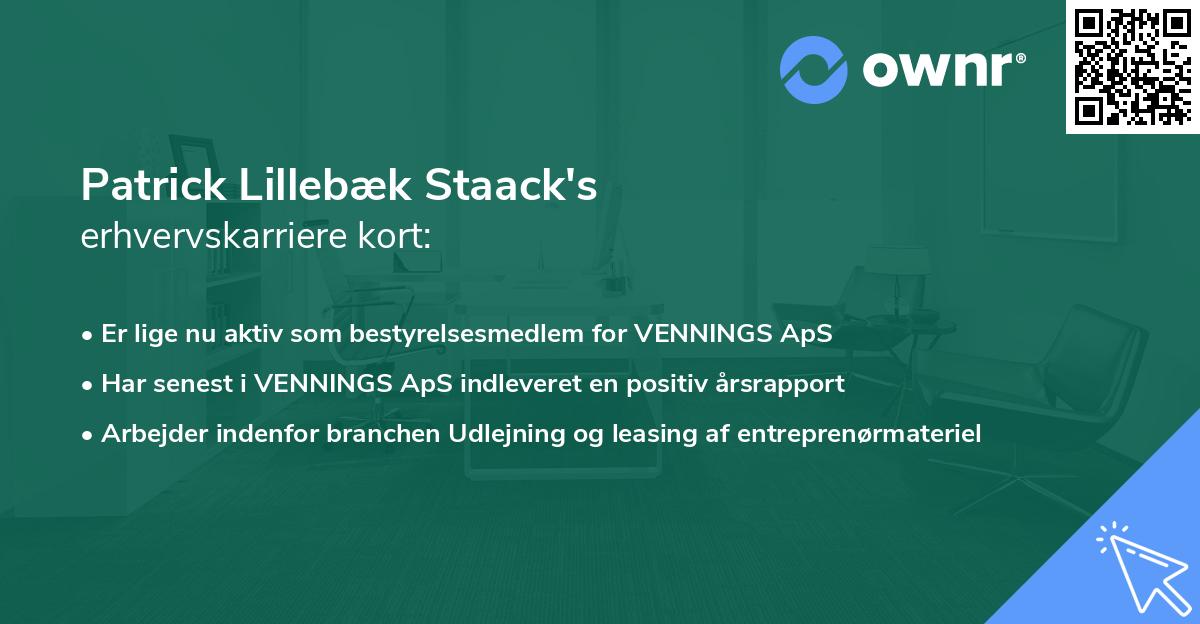 Patrick Lillebæk Staack's erhvervskarriere kort
