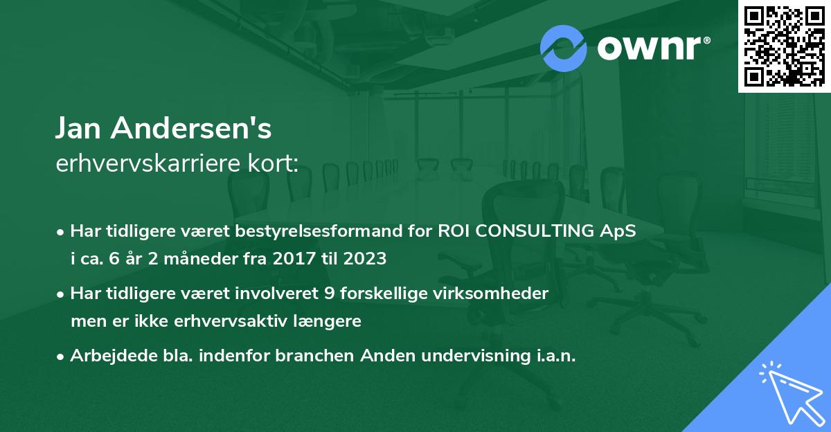 Jan Andersen's erhvervskarriere kort