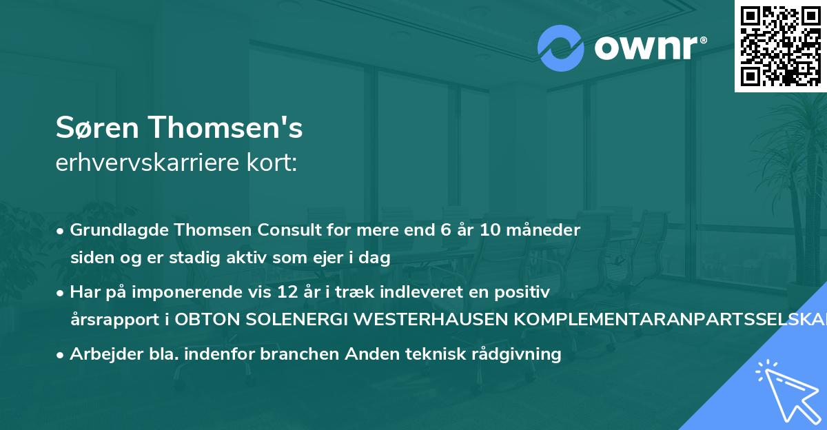 Søren Thomsen's erhvervskarriere kort
