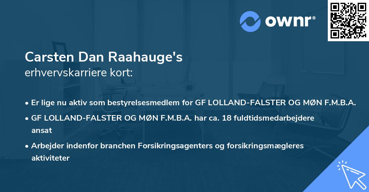 Carsten Dan Raahauge's erhvervskarriere kort