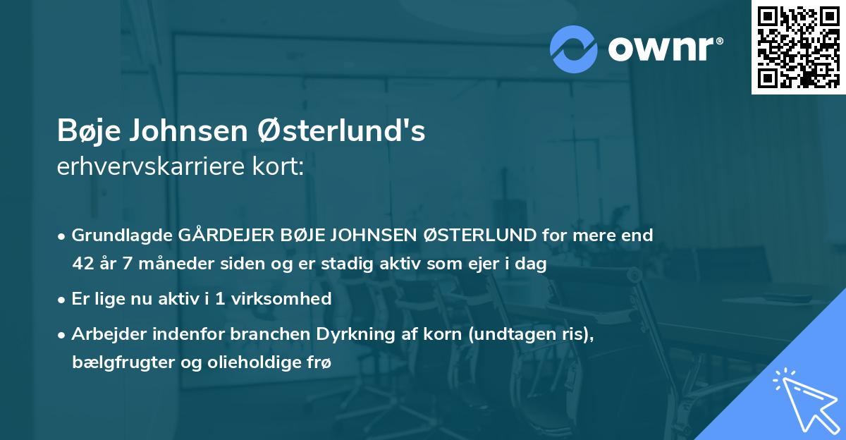Bøje Johnsen Østerlund's erhvervskarriere kort