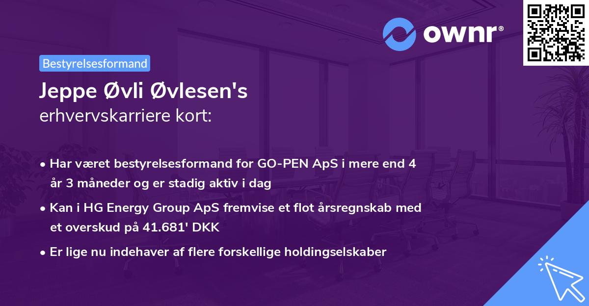 Jeppe Øvli Øvlesen's erhvervskarriere kort