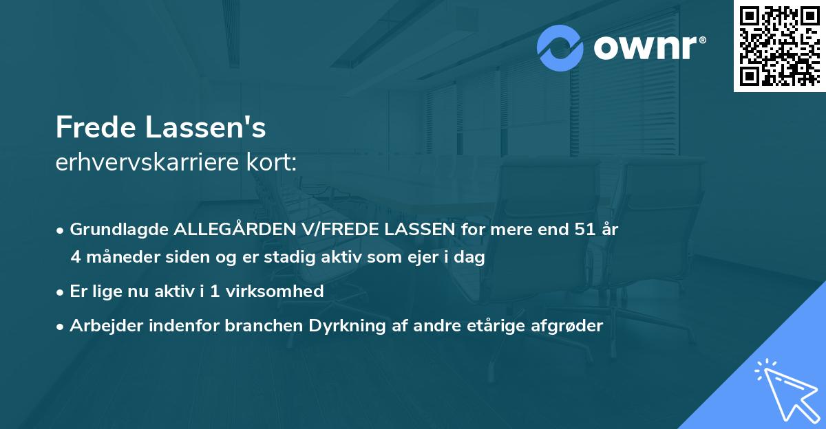 Frede Lassen's erhvervskarriere kort