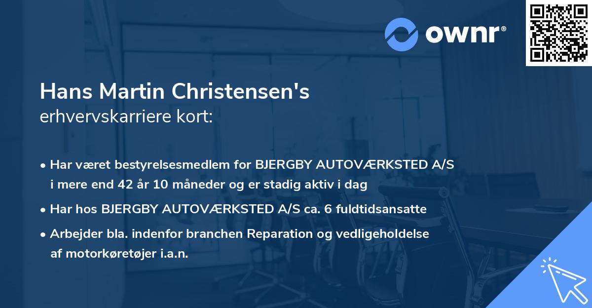 Hans Martin Christensen's erhvervskarriere kort