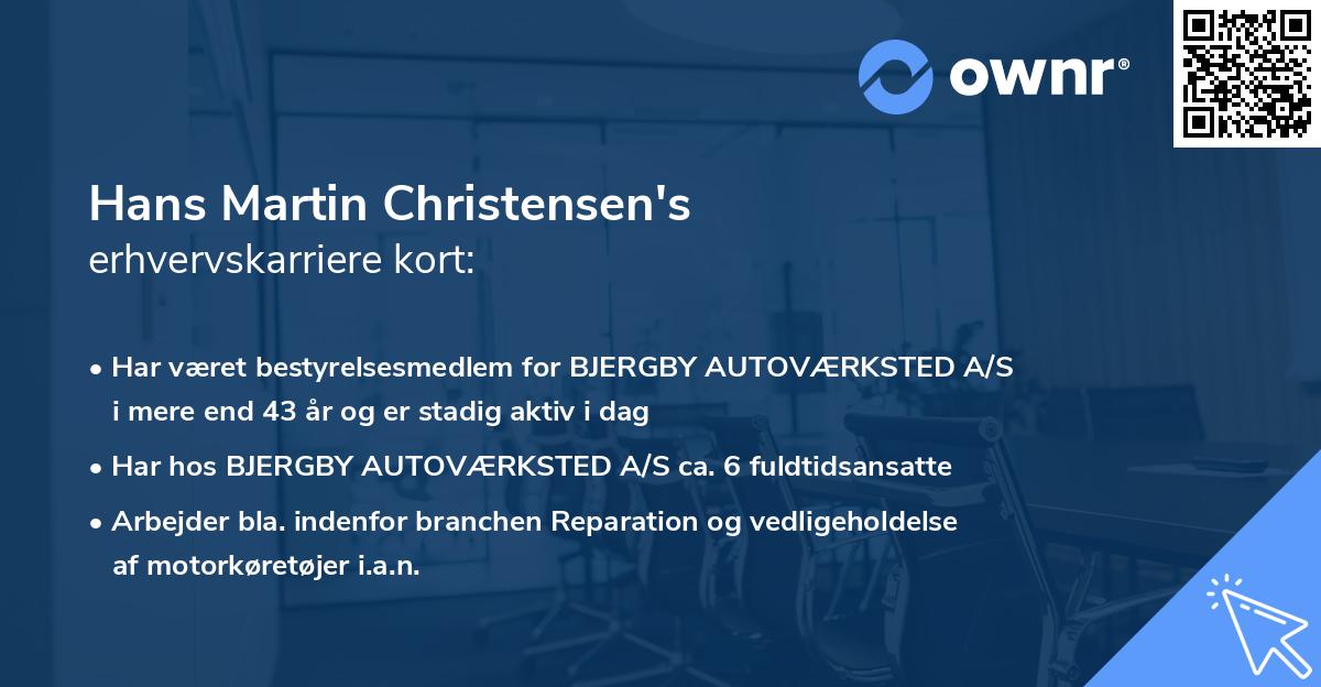 Hans Martin Christensen's erhvervskarriere kort