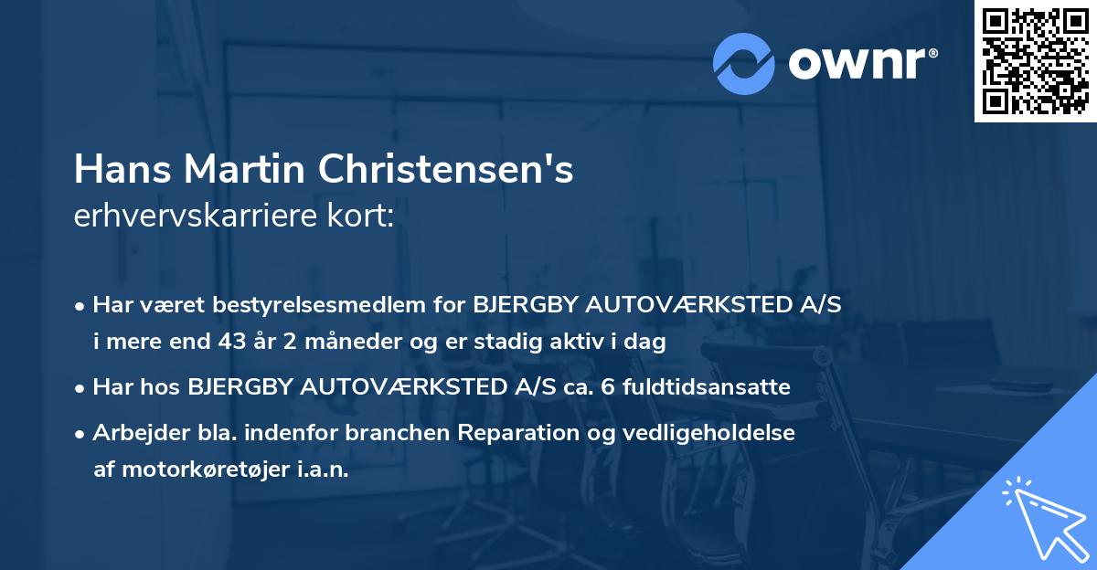 Hans Martin Christensen's erhvervskarriere kort