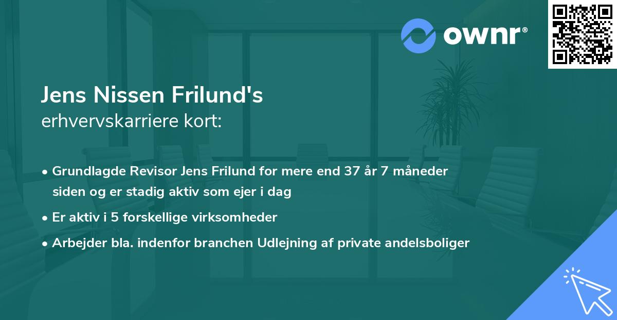 Jens Nissen Frilund's erhvervskarriere kort